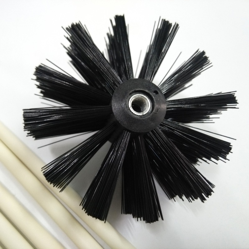 6pcs/set Nylon Brush Head Clean Rotary Fit Sweep Chimney Brush Rod Kit